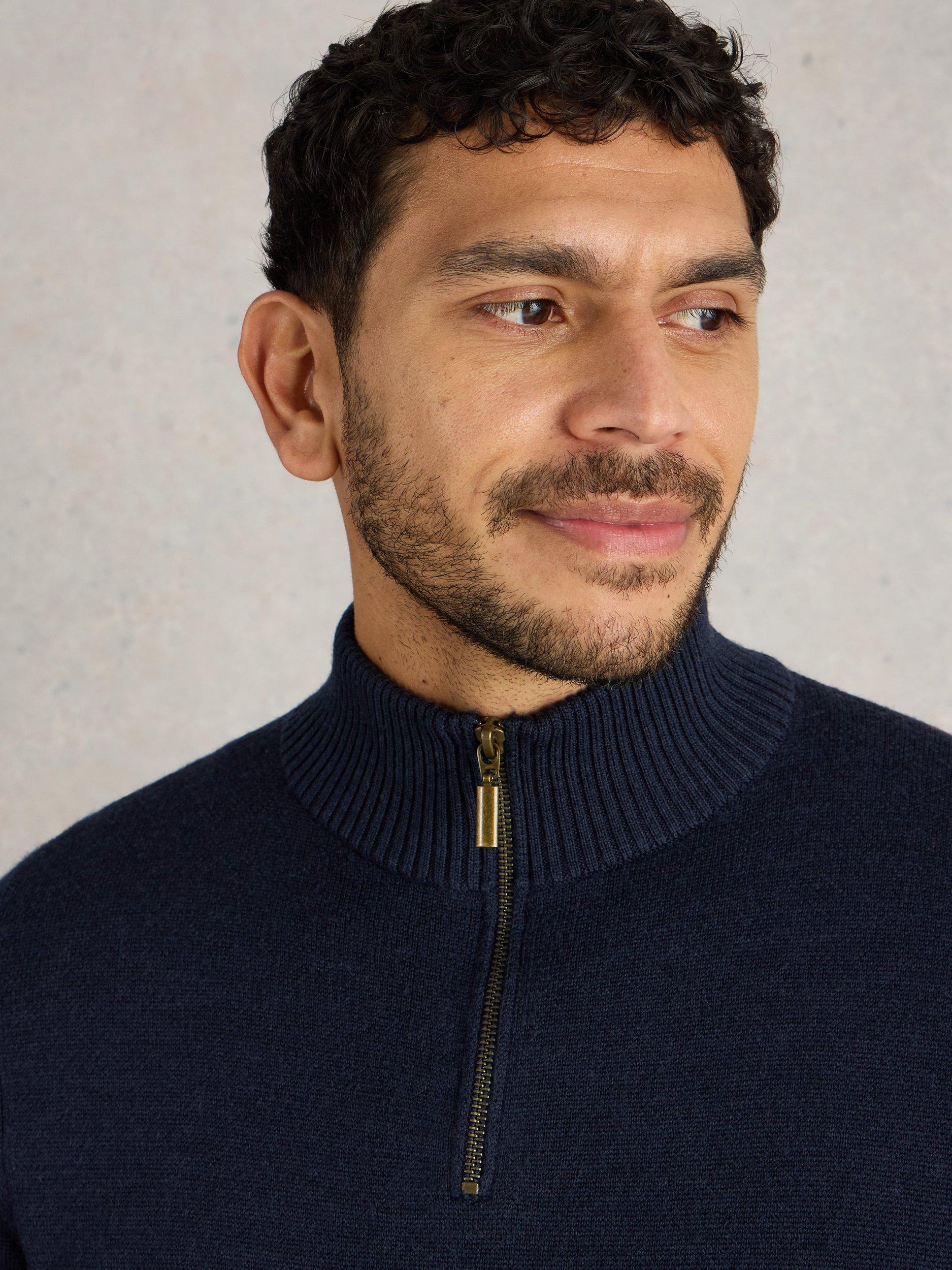 Product image 3 of 7, which shows White Stuff Newport Merino Wool Funnel Neck Jumper, Navy, XS