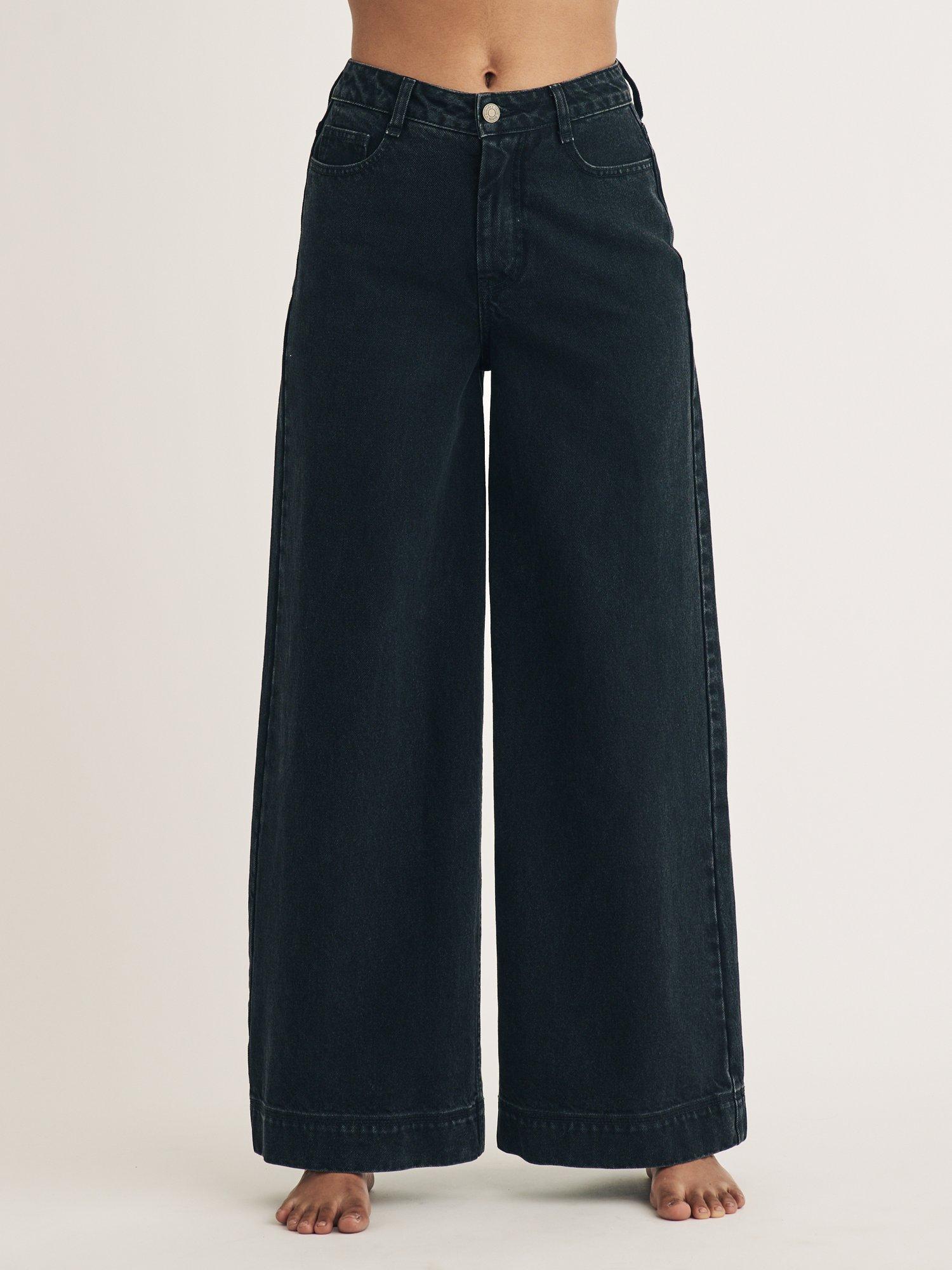 Nobody's Child Flood Organic Cotton Wide Leg Jeans, Black