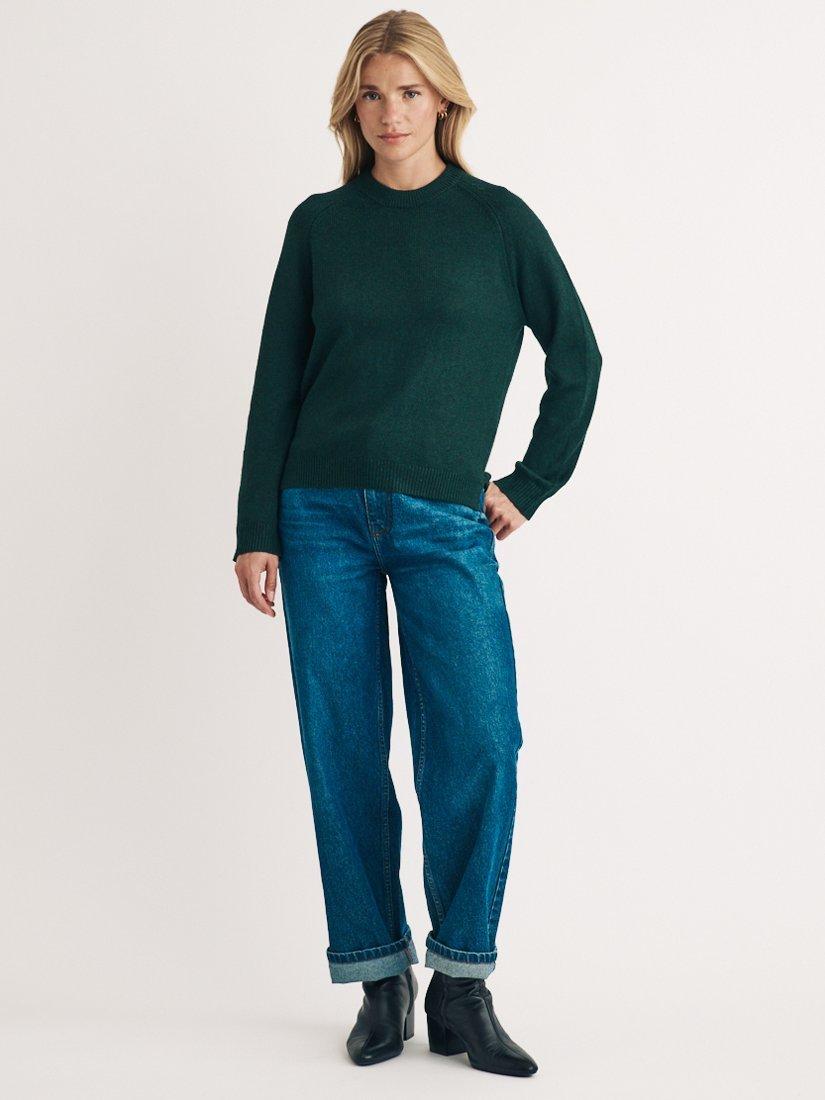 Nobody's Child Relaxed Crew Neck Organic Cotton Blend Jumper, Green