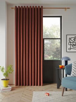 John Lewis Textured Weave Ultra Thermal Lined Eyelet Door Curtain, Brick