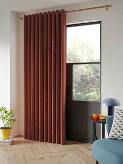 John Lewis Textured Weave Ultra Thermal Lined Eyelet Door Curtain - view 2, Brick