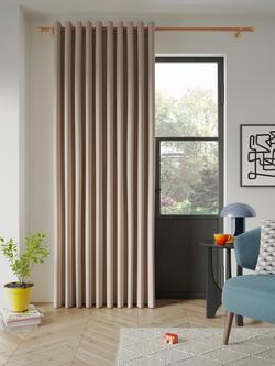 John Lewis Textured Weave Ultra Thermal Lined Eyelet Door Curtain, Putty