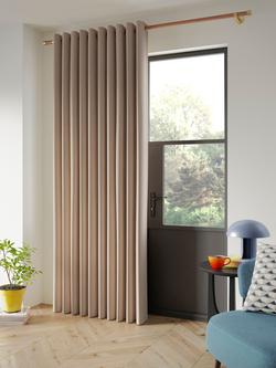 John Lewis Textured Weave Ultra Thermal Lined Eyelet Door Curtain - view 2, Putty