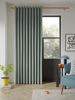 John Lewis Textured Weave Ultra Thermal Lined Eyelet Door Curtain, Light Green