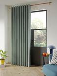 John Lewis Textured Weave Recycled Polyester Ultra Thermal Lined Eyelet Door Curtain, Light Green
