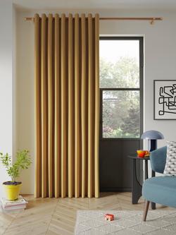 John Lewis Textured Weave Ultra Thermal Lined Eyelet Door Curtain, Mustard