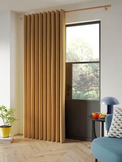 John Lewis Textured Weave Ultra Thermal Lined Eyelet Door Curtain - view 2, Mustard