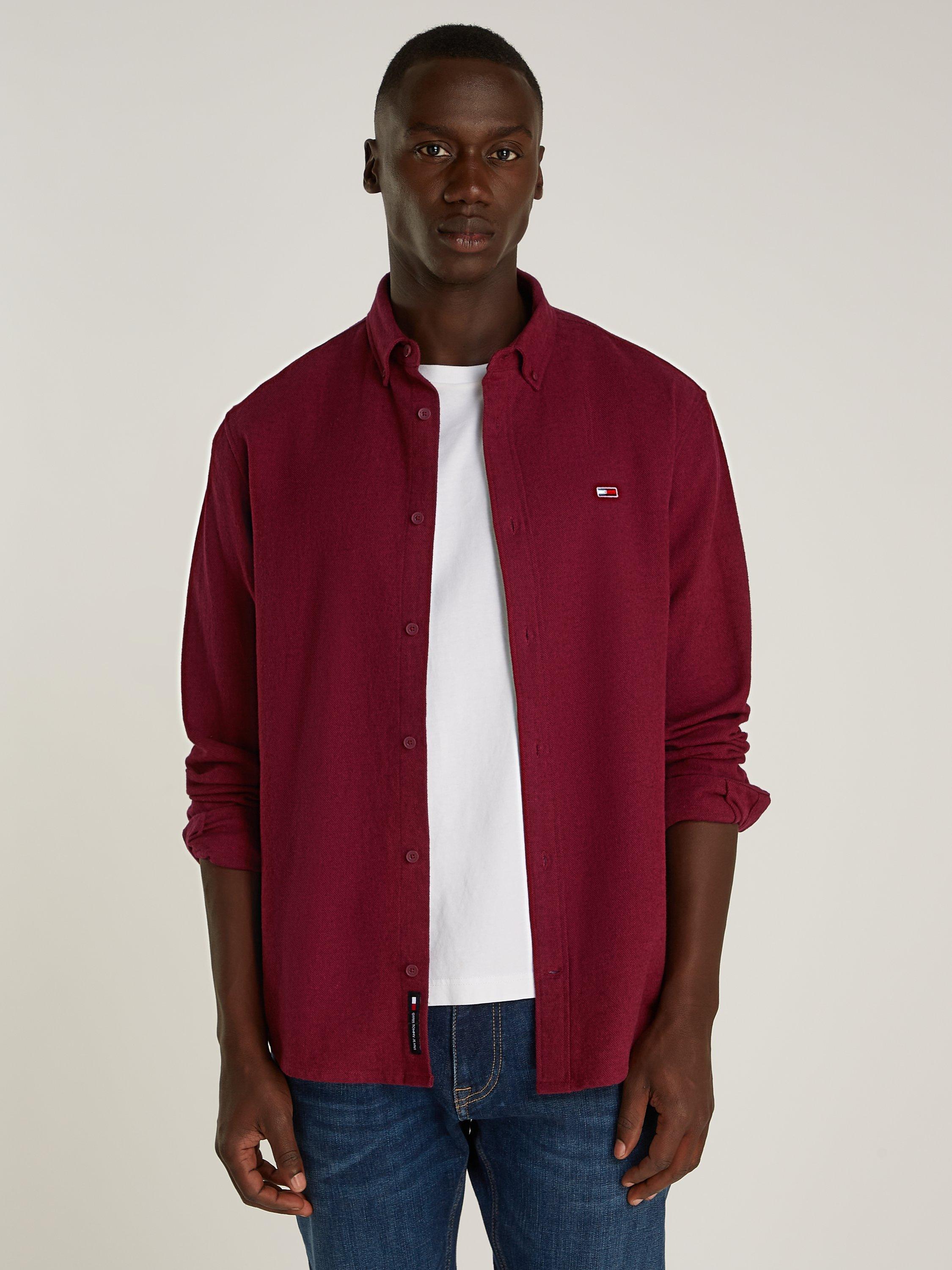 Tommy Jeans Regular Fit Organic Cotton Corduroy Shirt, Deep Rouge