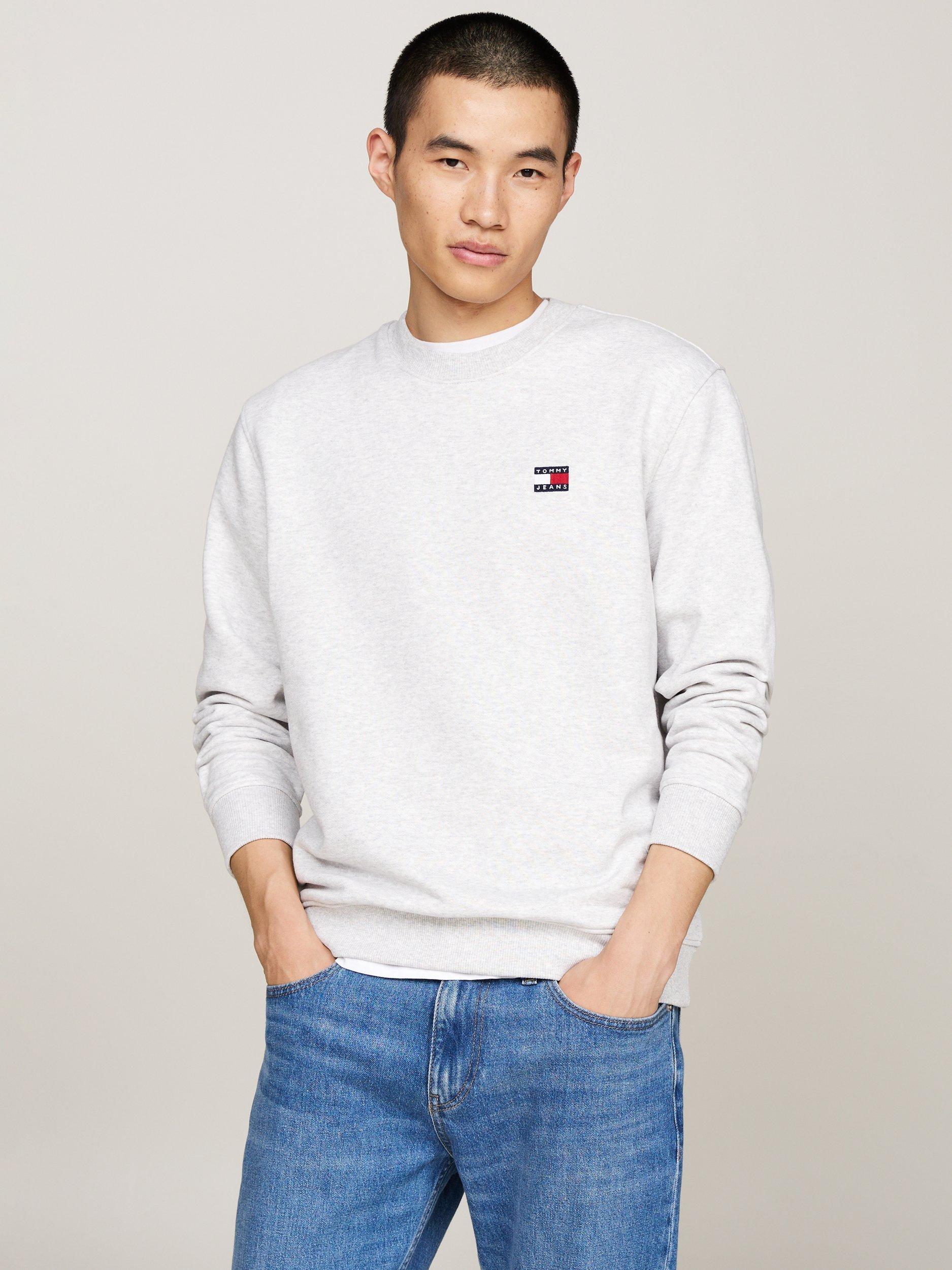 Tommy Jeans Badge Crew Regular Fit Sweatshirt, Silver Grey Htr