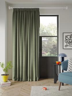 John Lewis Textured Weave Ultra Thermal Lined Pencil Pleat Door Curtain, Sage