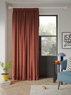 John Lewis Textured Weave Ultra Thermal Lined Pencil Pleat Door Curtain, Brick