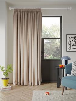 John Lewis Textured Weave Ultra Thermal Lined Pencil Pleat Door Curtain, Putty