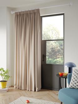 John Lewis Textured Weave Ultra Thermal Lined Pencil Pleat Door Curtain - view 2, Putty