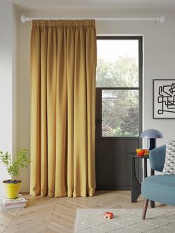 John Lewis Textured Weave Ultra Thermal Lined Pencil Pleat Door Curtain, Mustard