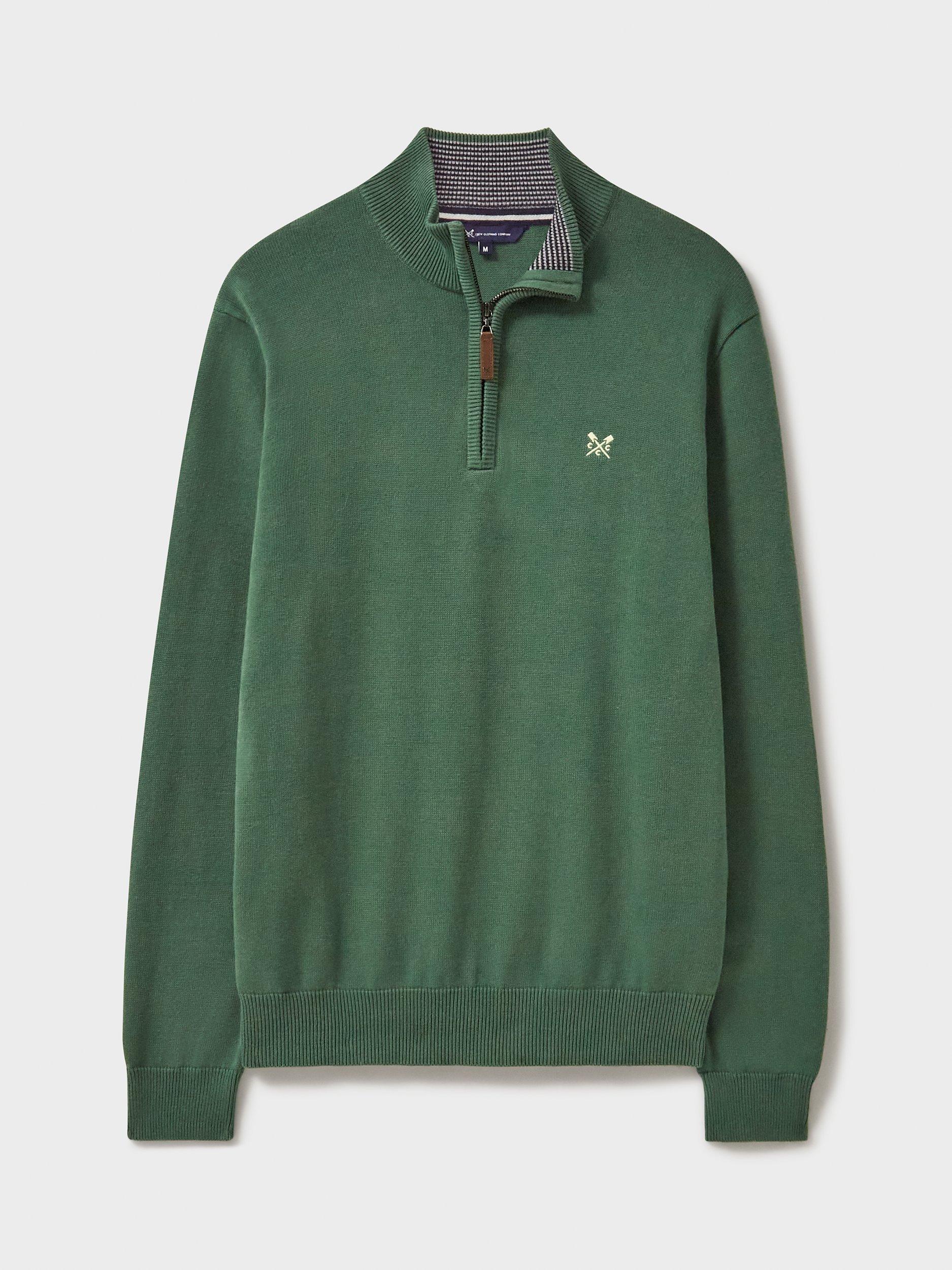 Crew Clothing Organic Cotton Half Zip Jumper Dark Green