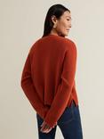 Phase Eight Anna Ribbed V-Neck Cardigan, Orange