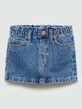 Mango Kids' Cotton Denim Skirt, Mid Blue