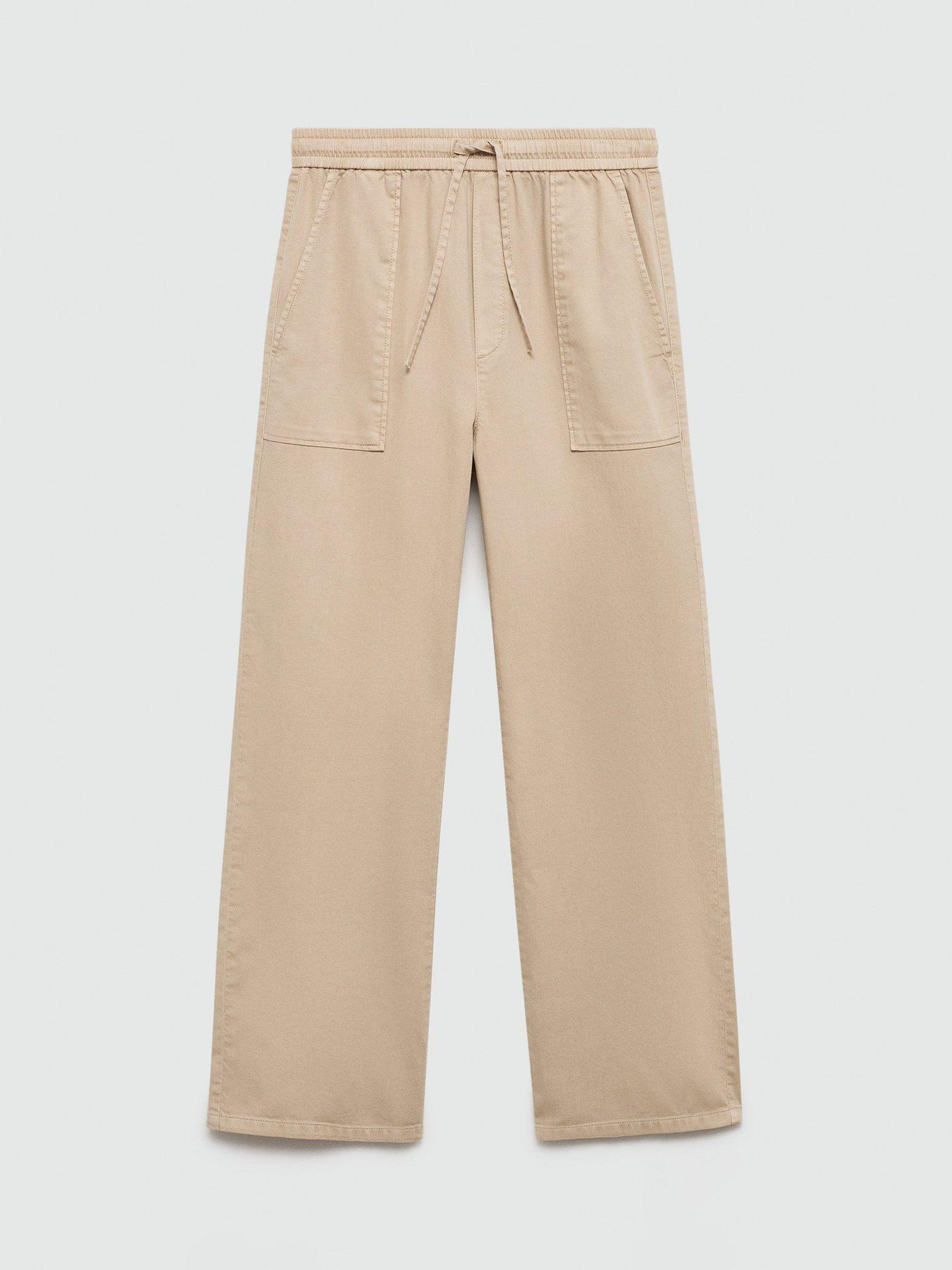 Mango Suki Elastic Waist Trousers, Camel, L