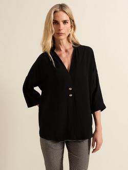 Phase Eight Cynthia Button Top, Black, Black