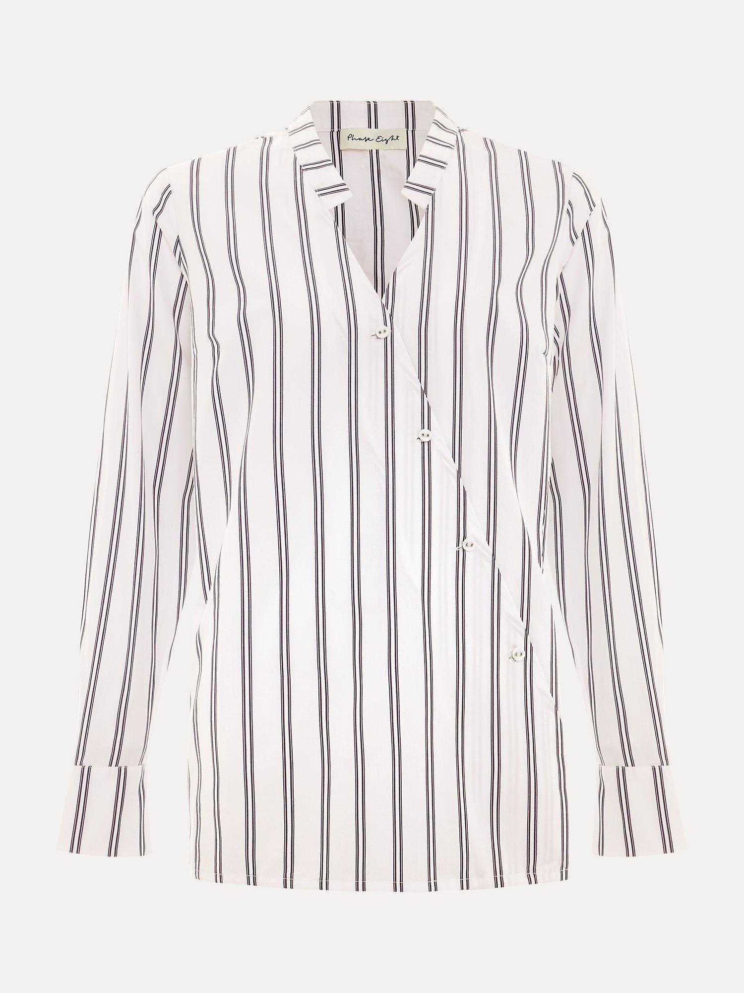 Product image 5 of 6, which shows Phase Eight Ashlyn Stripe Top, White, 14