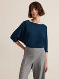 Phase Eight Cristine Fine Knit Batwing Jumper, Blue