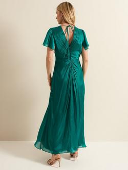 Phase Eight Abbey Satin Maxi Dress, Green - view 2, Green