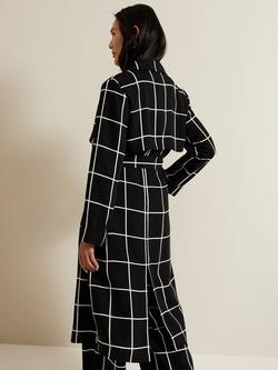 Phase Eight Aspen Check Drape Coat, Black/Ivory - view 2, Black/Ivory