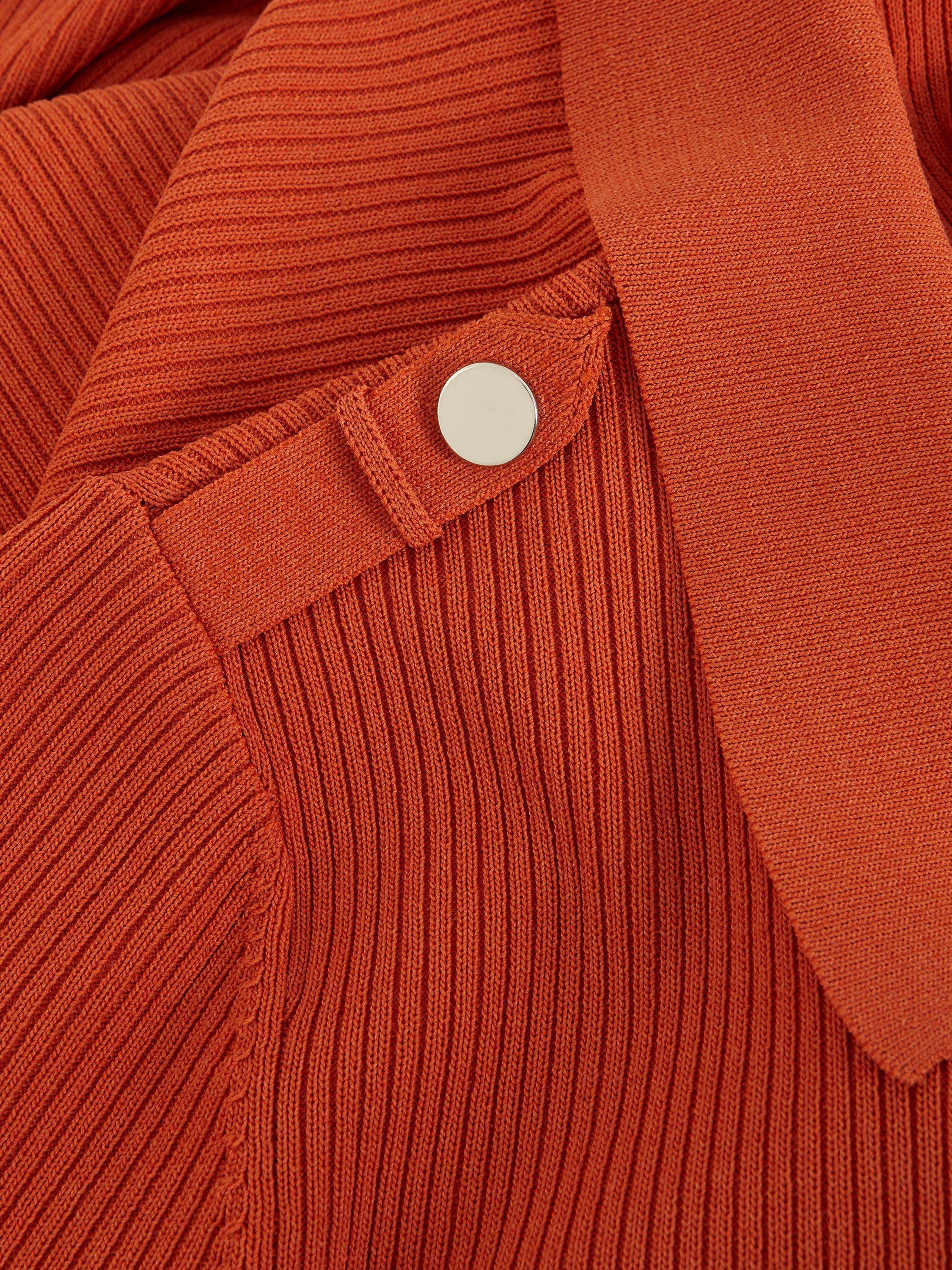 Product image 6 of 7, which shows Phase Eight Perrie Ribbed Polo Collar Midi Dress, Orange, 14