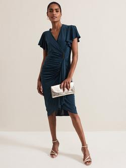 Phase Eight Donna Ruched Bodycon Dress, Dark Green, Dark Green