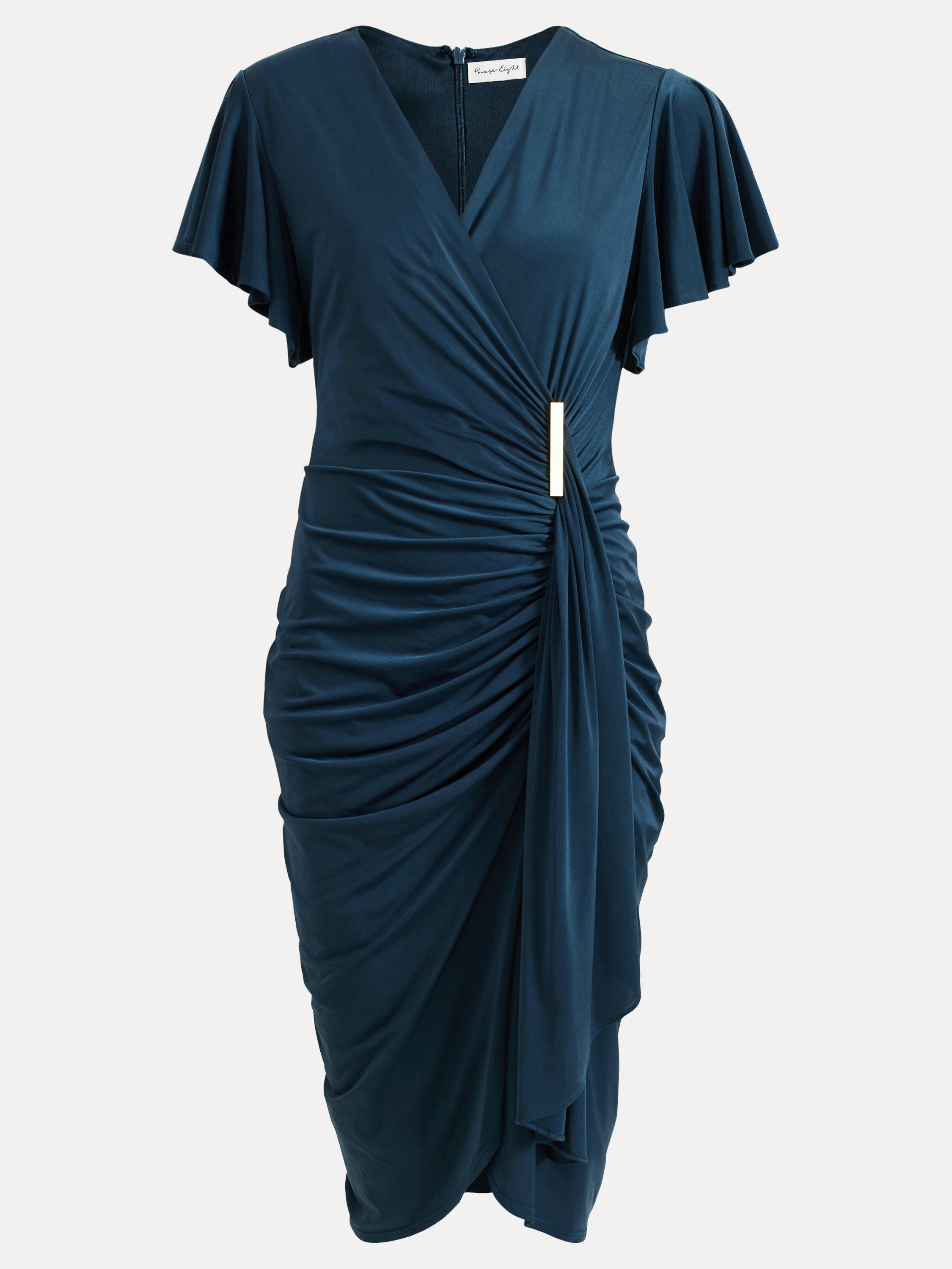 Product image 5 of 8, which shows Phase Eight Donna Ruched Bodycon Dress, Dark Green, 6