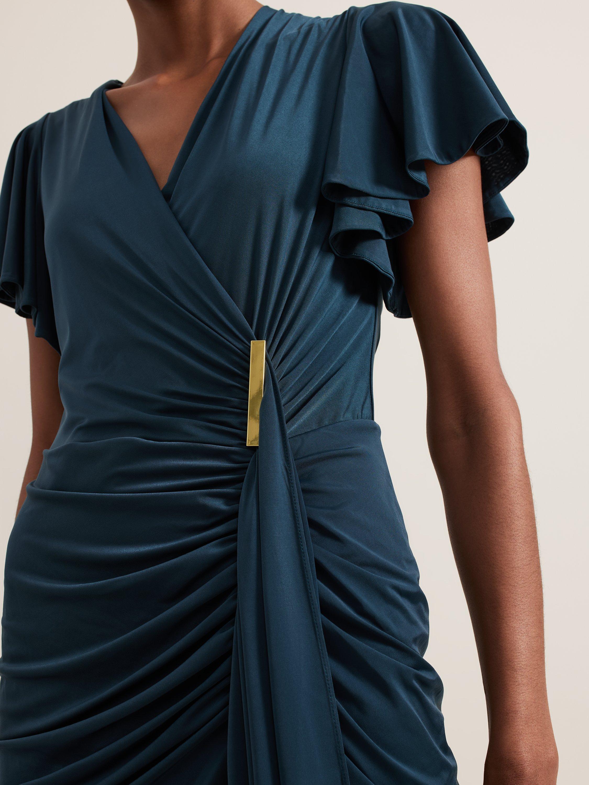 Product image 8 of 8, which shows Phase Eight Donna Ruched Bodycon Dress, Dark Green, 6