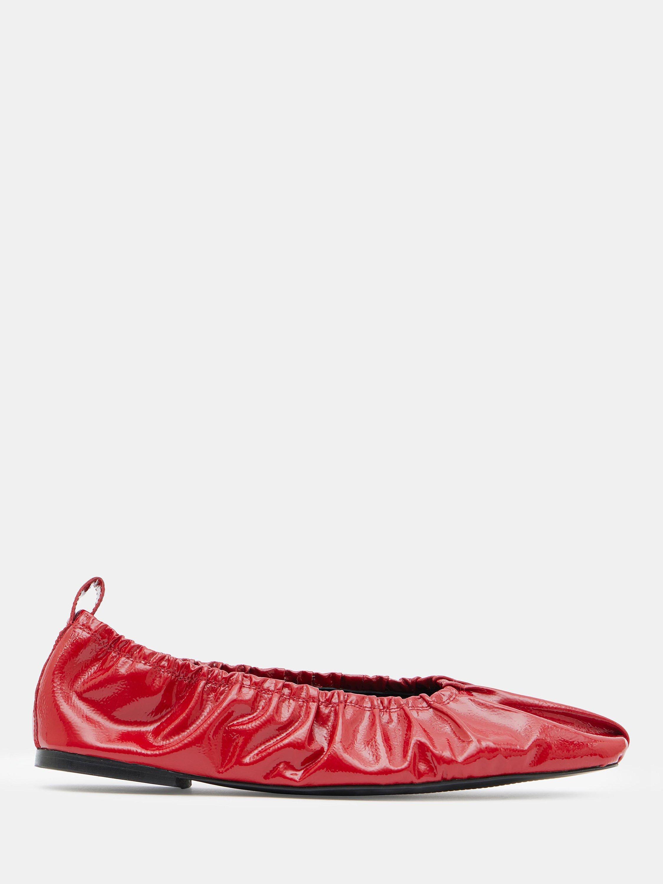 HUSH Ruby Leather Ruched Ballet Flats, Red