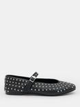 HUSH Leather Diamante Studded Mary Janes, Black