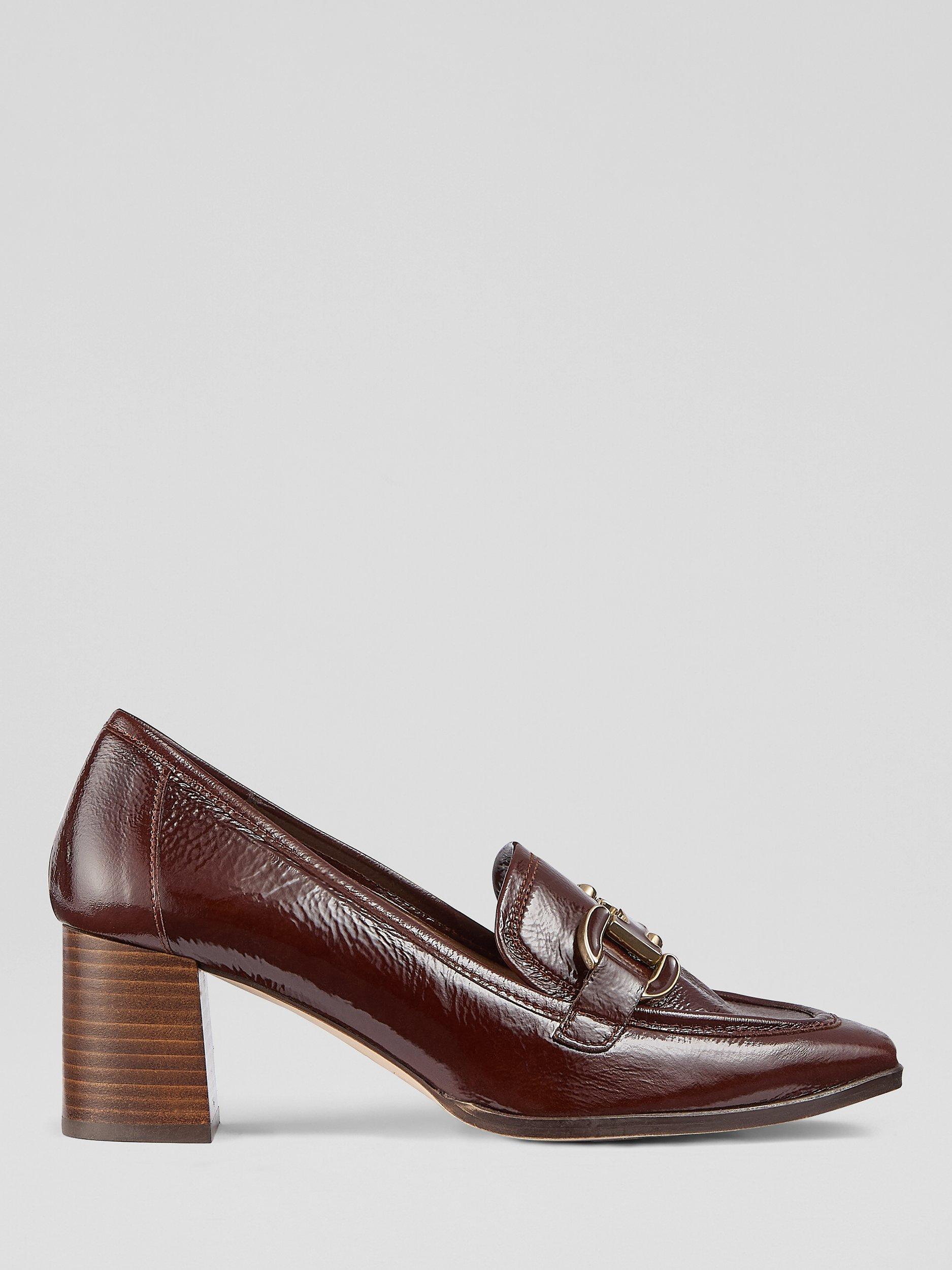 Product image 1 of 4, which shows L.K. Bennett Luca Crinkle Patent Leather Court Shoes, Chocolate, 9