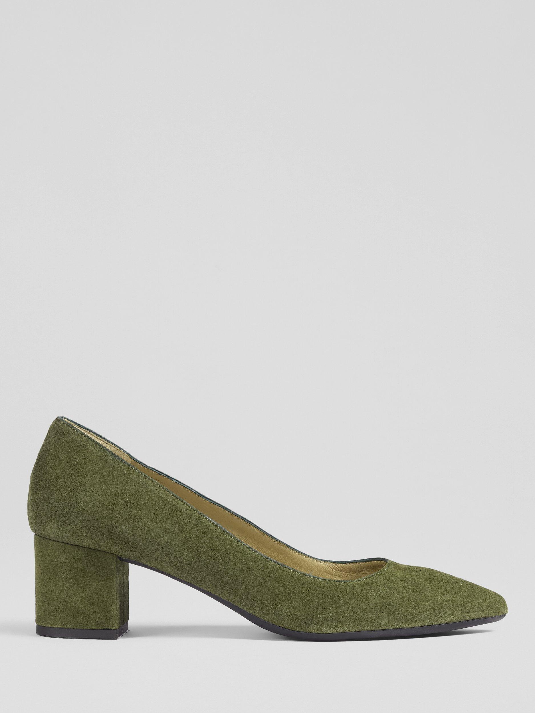 L.K.Bennett Clara Suede Closed Pointed Courts Khaki