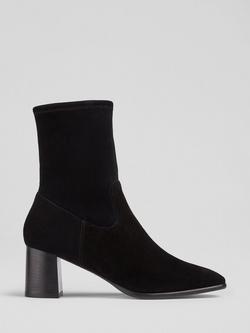L.K. Bennett Harp Stretch Suede Ankle Boots, Black
