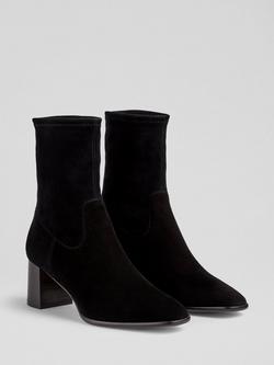 L.K. Bennett Harp Stretch Suede Ankle Boots - view 2, Black