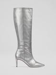 L.K. Bennett Astrid Metallic Leather Knee High Boots, Pewter