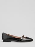 L.K.Bennett Demi Leather Crystal Button Strap Flats, Black