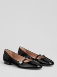 L.K.Bennett Demi Leather Crystal Button Strap Flats, Black