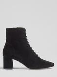 L.K.Bennett Arabella Suede Lace Up Ankle Boots, Black