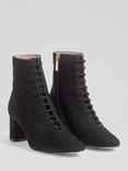 L.K.Bennett Arabella Suede Lace Up Ankle Boots, Black