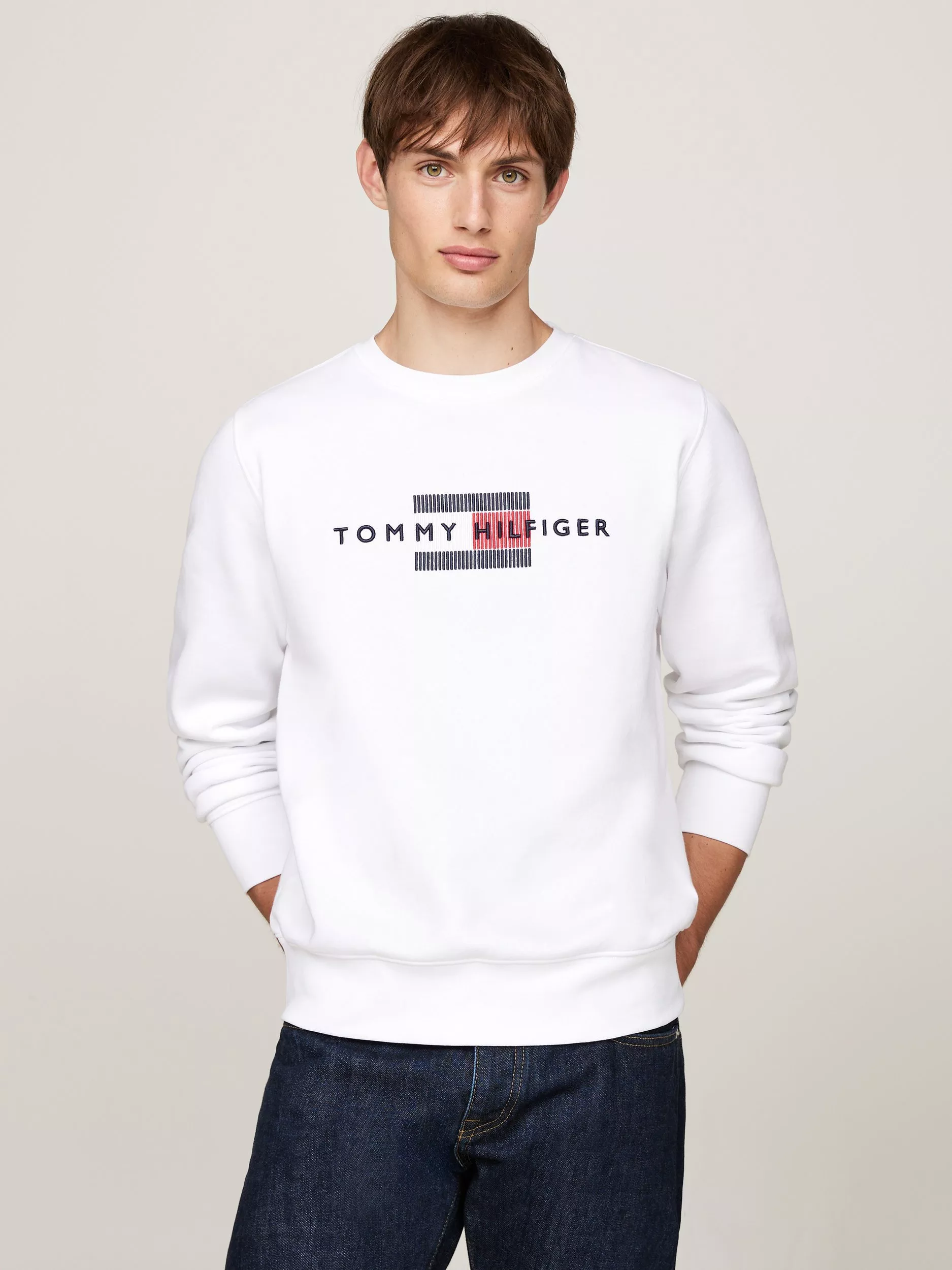 Mens white tommy hilfiger hoodie sale