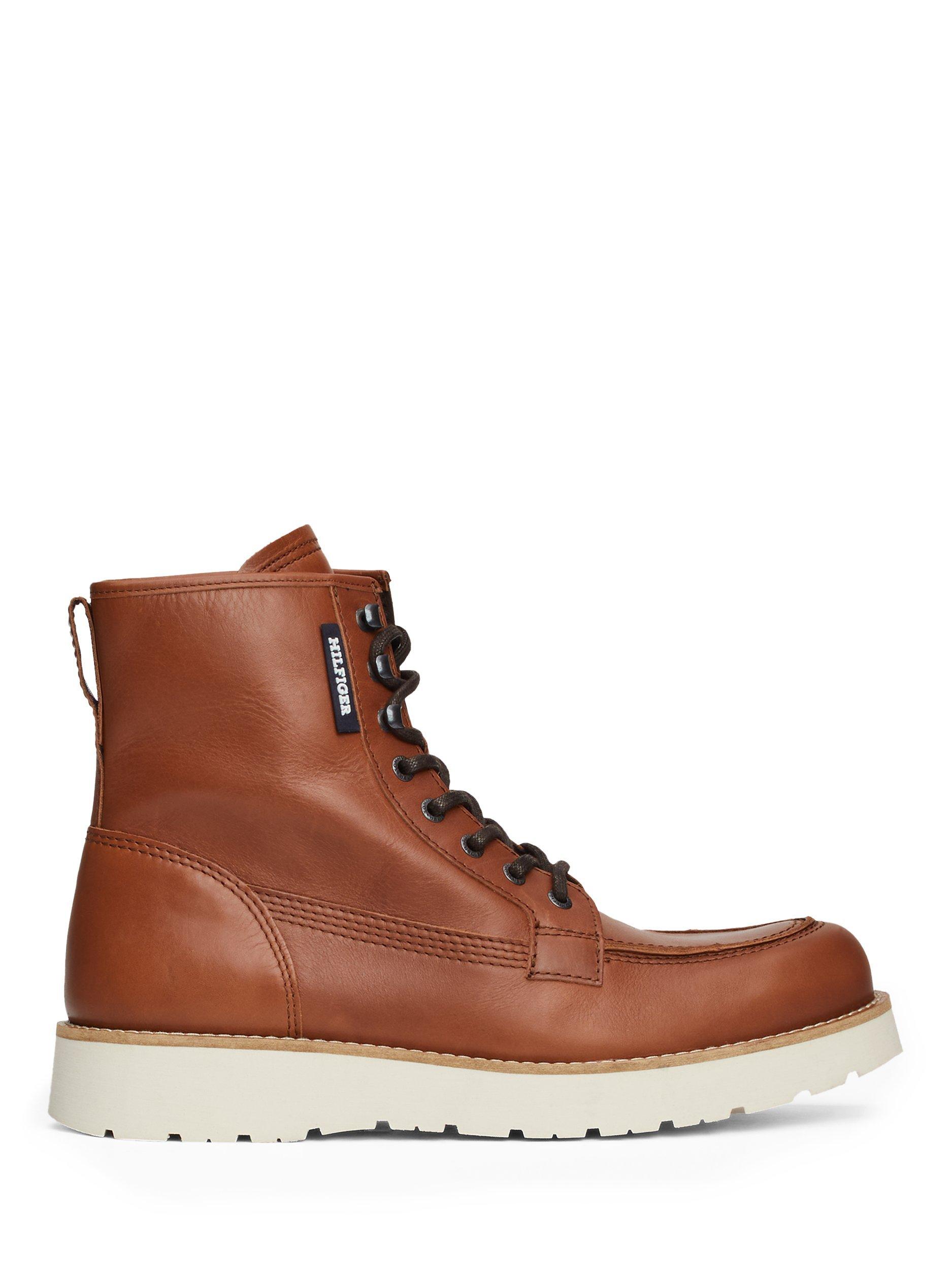 Tommy Hilfiger American Leather Lace Up Boots Winter Cognac