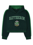 Fabric Flavours Harry Potter Slytherin Cropped Hoodie, Green Dark