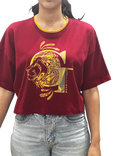 Fabric Flavours Harry Potter Gryffindor Crop Cotton T-Shirt, Burgundy