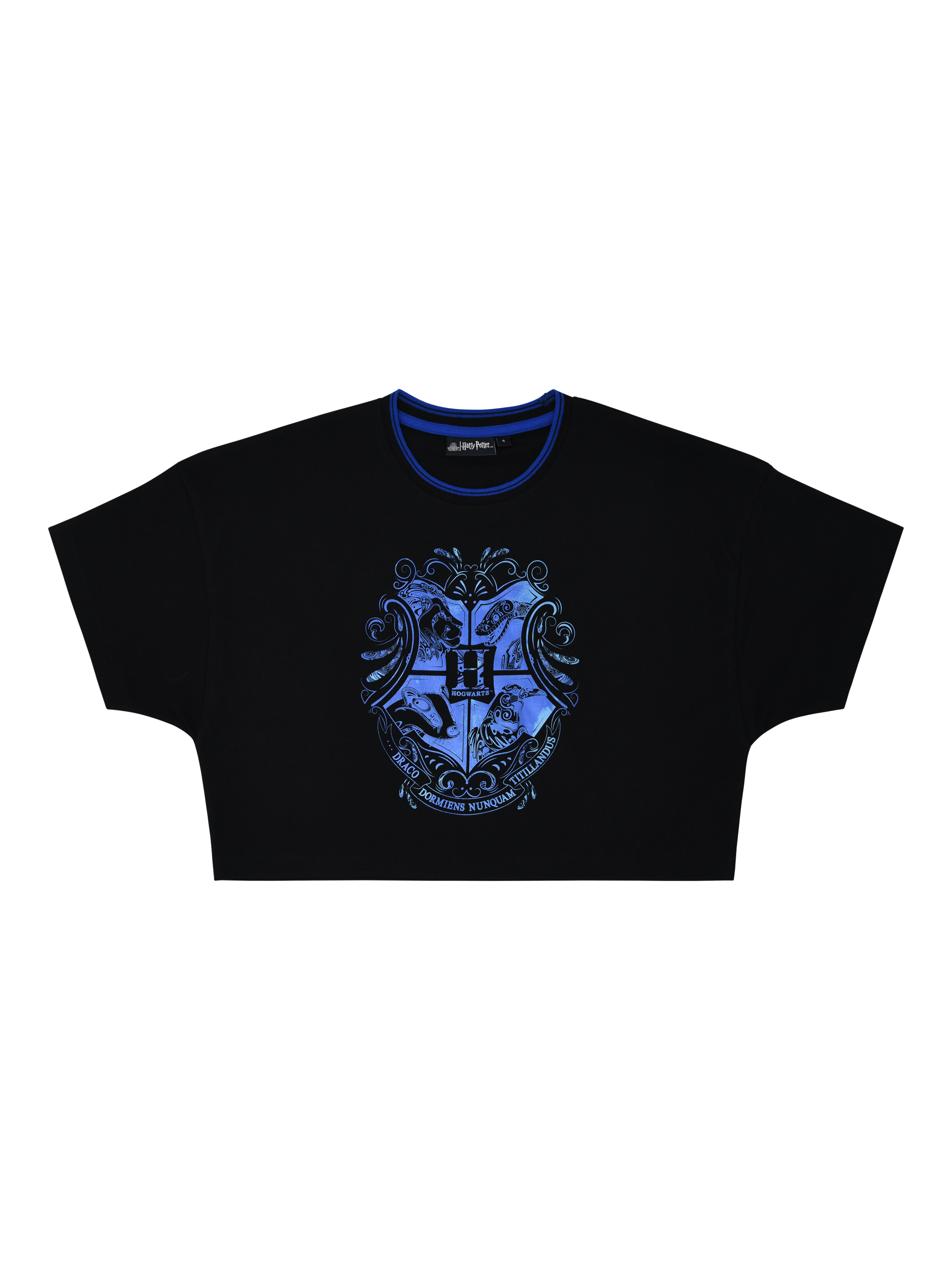 Product image 2 of 3, which shows Fabric Flavours Harry Potter Hogwarts Cropped T-Shirt, Black, S