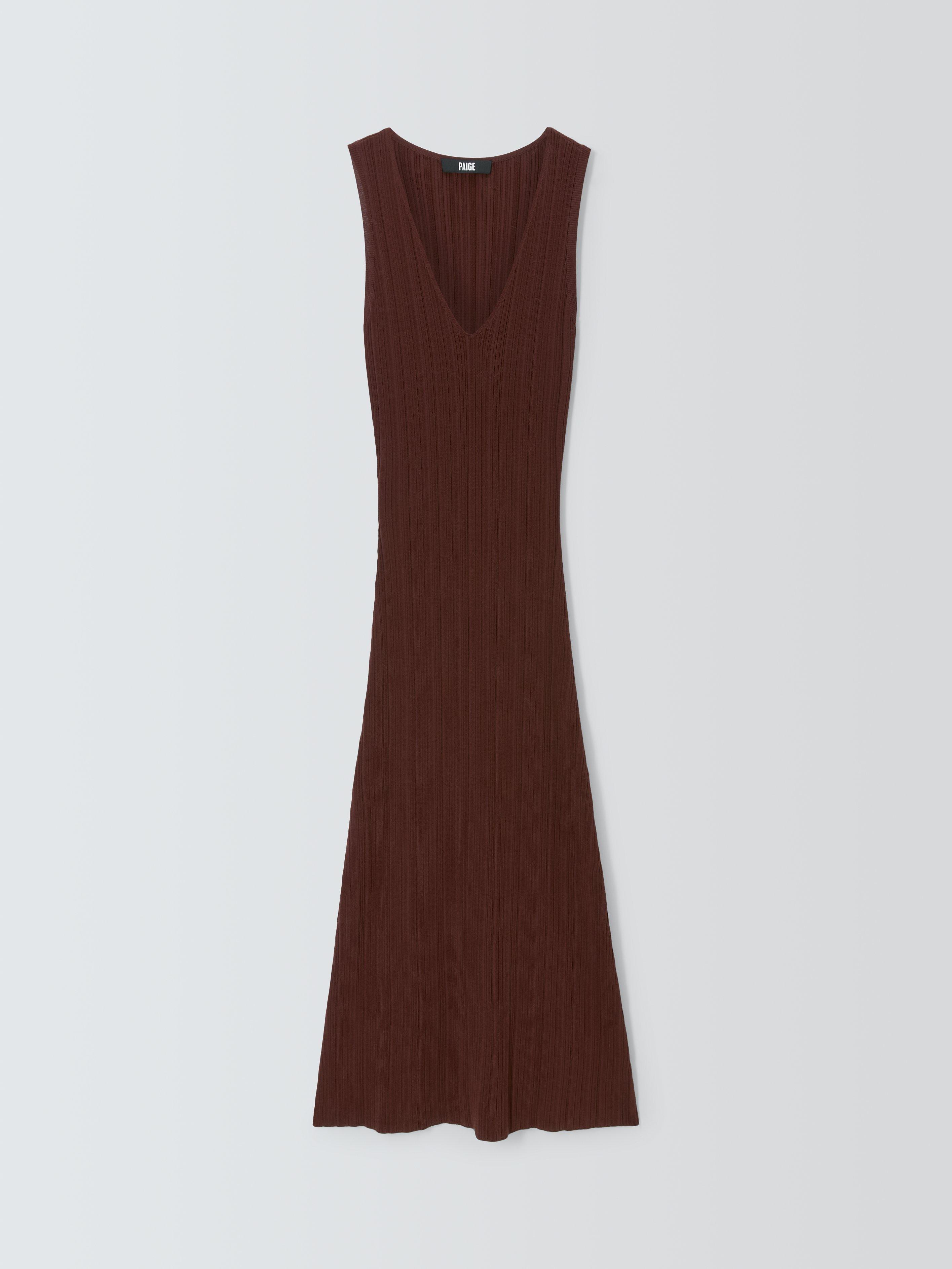 Product image 4 of 6, which shows PAIGE Sapphia Midi Jumper Dress, Rum Raisin, M