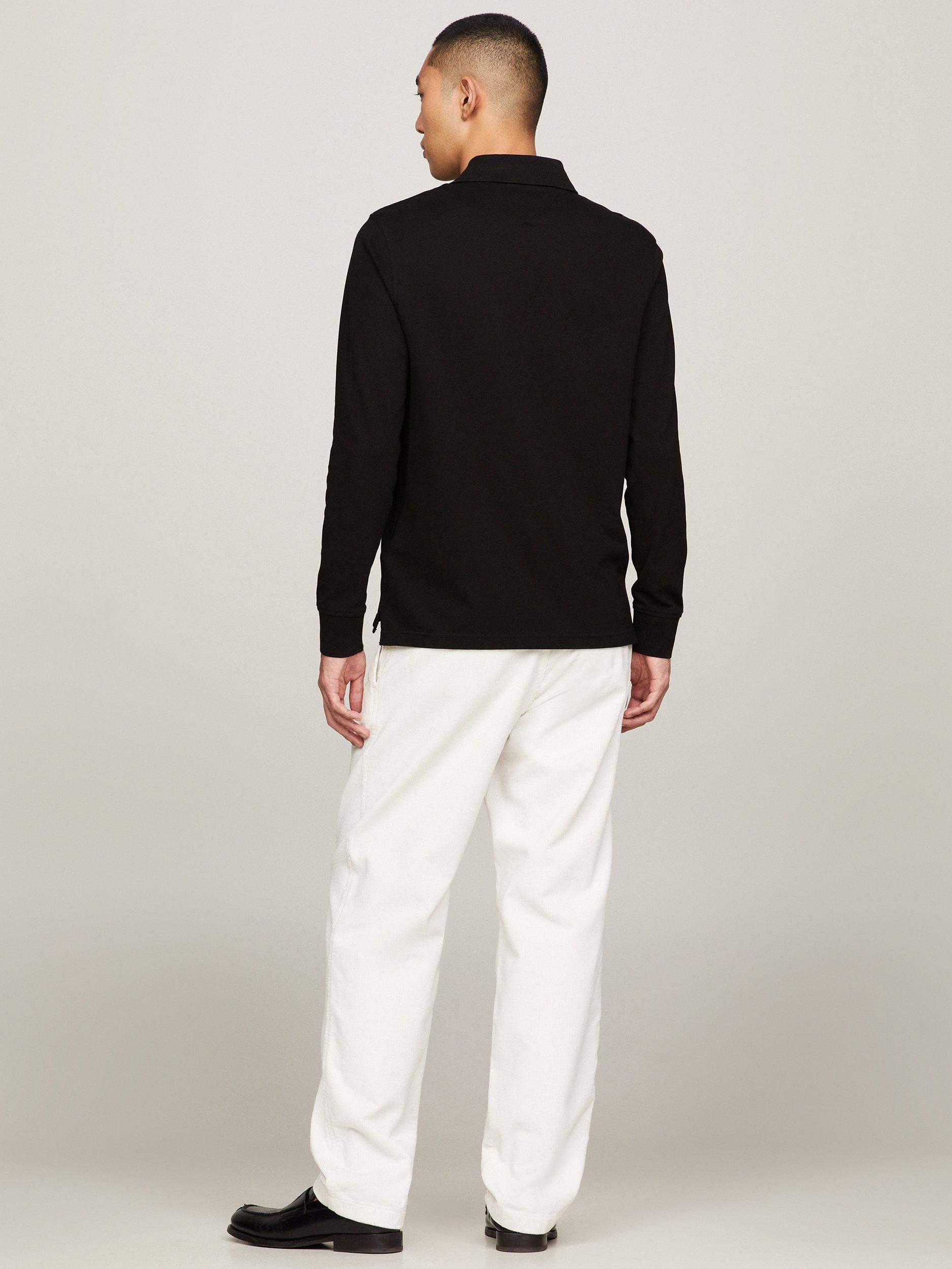 Product image 2 of 5, which shows Tommy Hilfiger 1985 Regular Fit Long Sleeve Polo Shirt, Black, XS