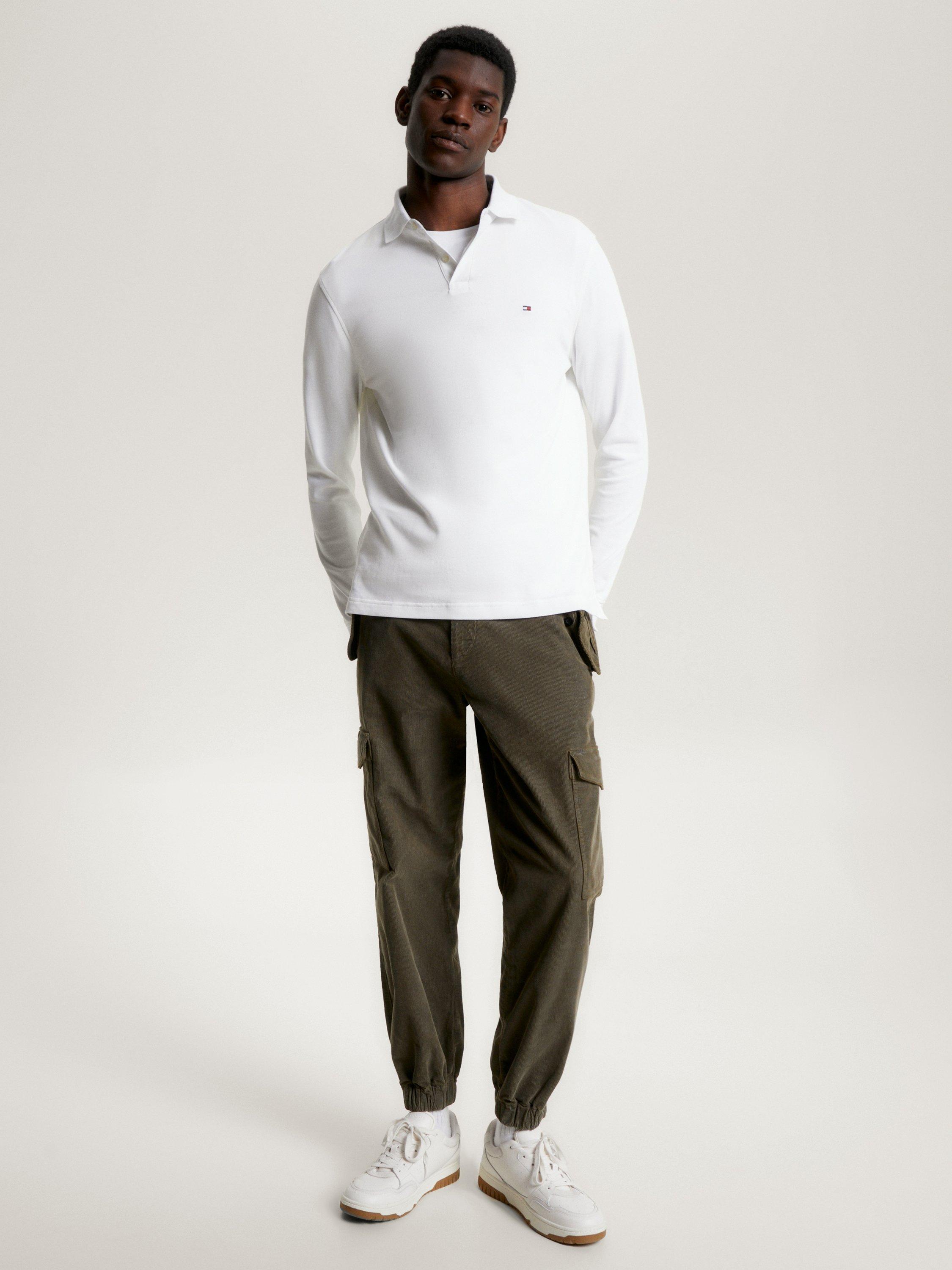 Product image 1 of 4, which shows Tommy Hilfiger 1985 Regular Fit Long Sleeve Polo Shirt, White, XS